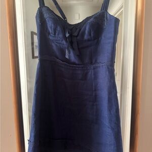 Reformation Arya Linen Mini Dress in Danube (Size 4)